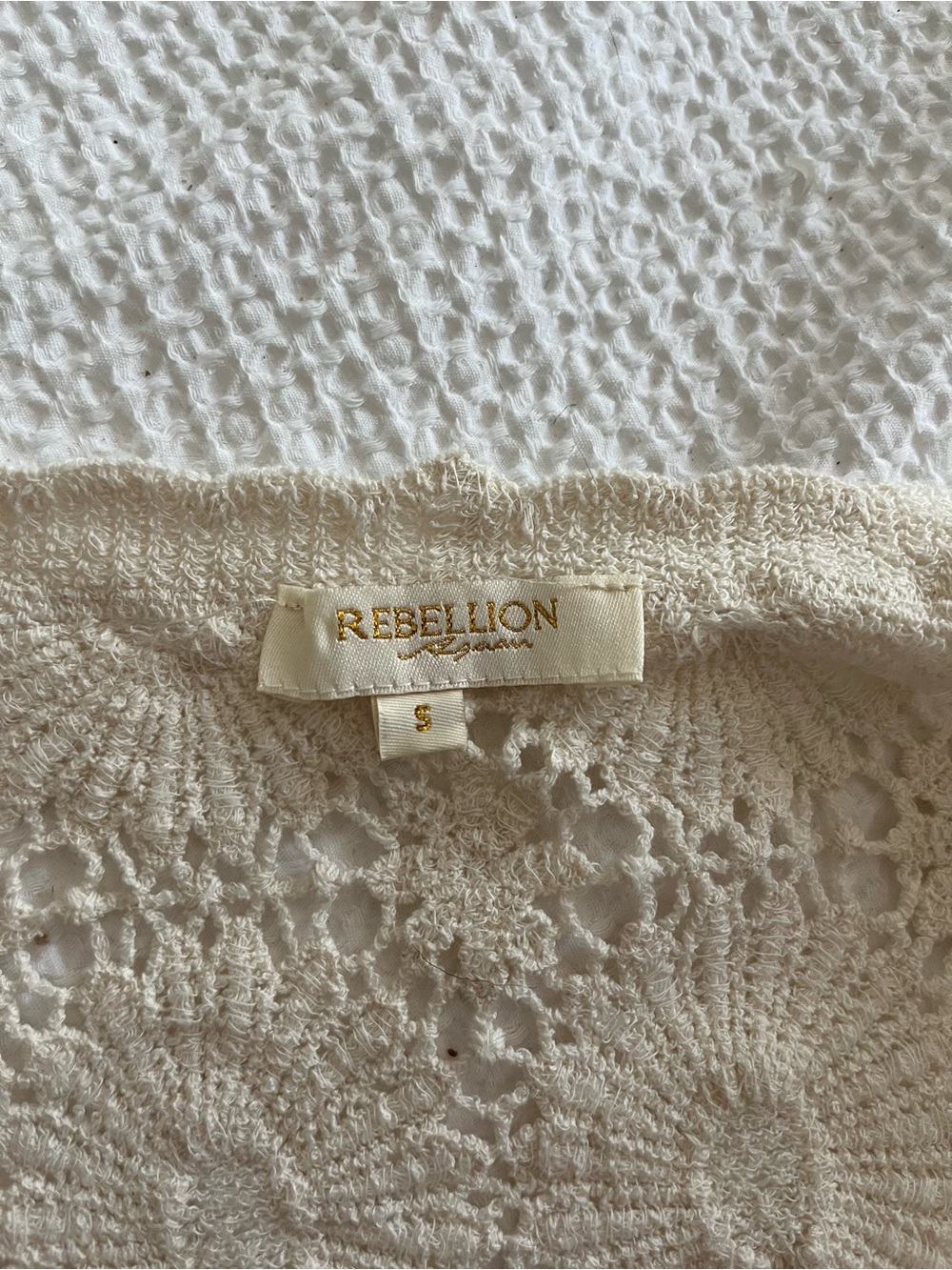 Rebellion Cream Crochet Button Front Crop Top 100% Cotton | Small - Cottagecore - Picture 7 of 12